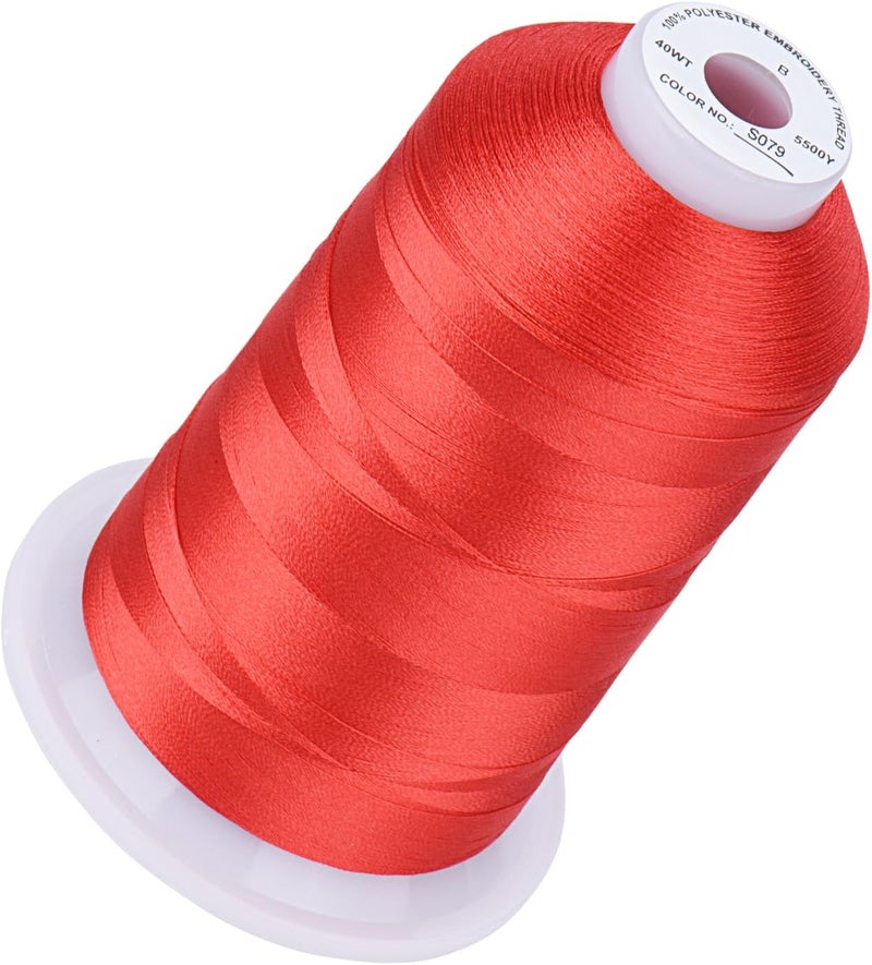 simthread 5500Yds Embroidery Thread, 5000M High-Yardage 40WT 100% Polyester Thread – 170+ Vivid Colors, High-Speed Rated – Compatible with Brother, Singer, Janome & More - Camation S079 - Image 1